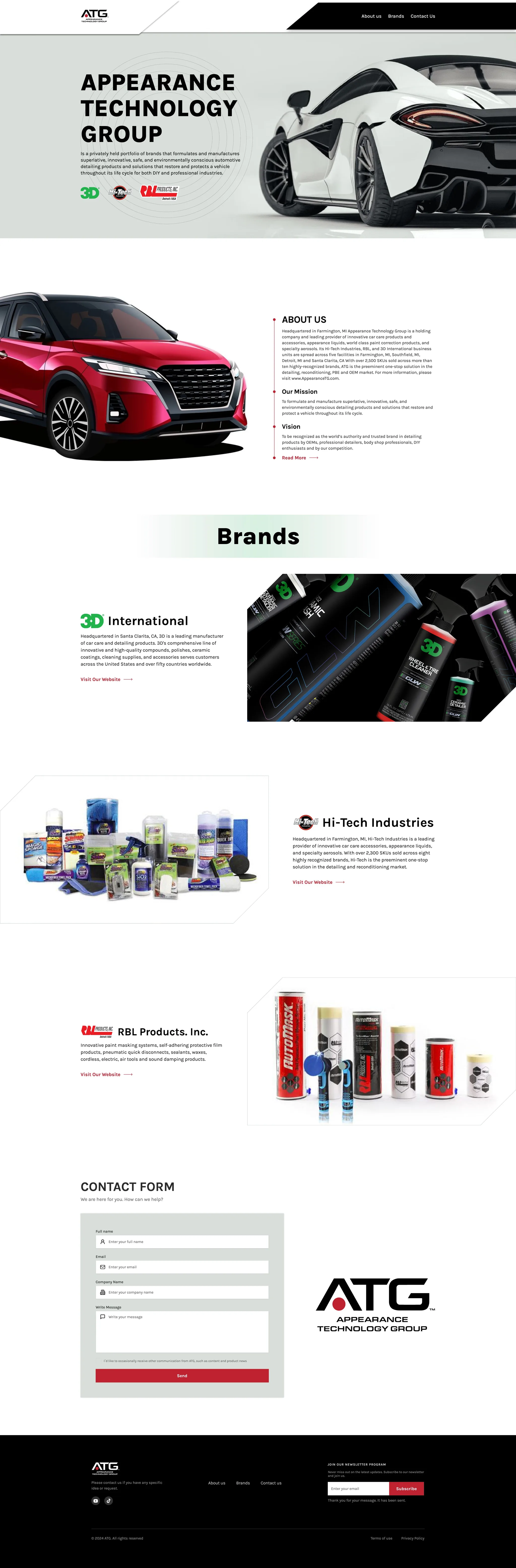 Appearance Technology Group website design, full landing page