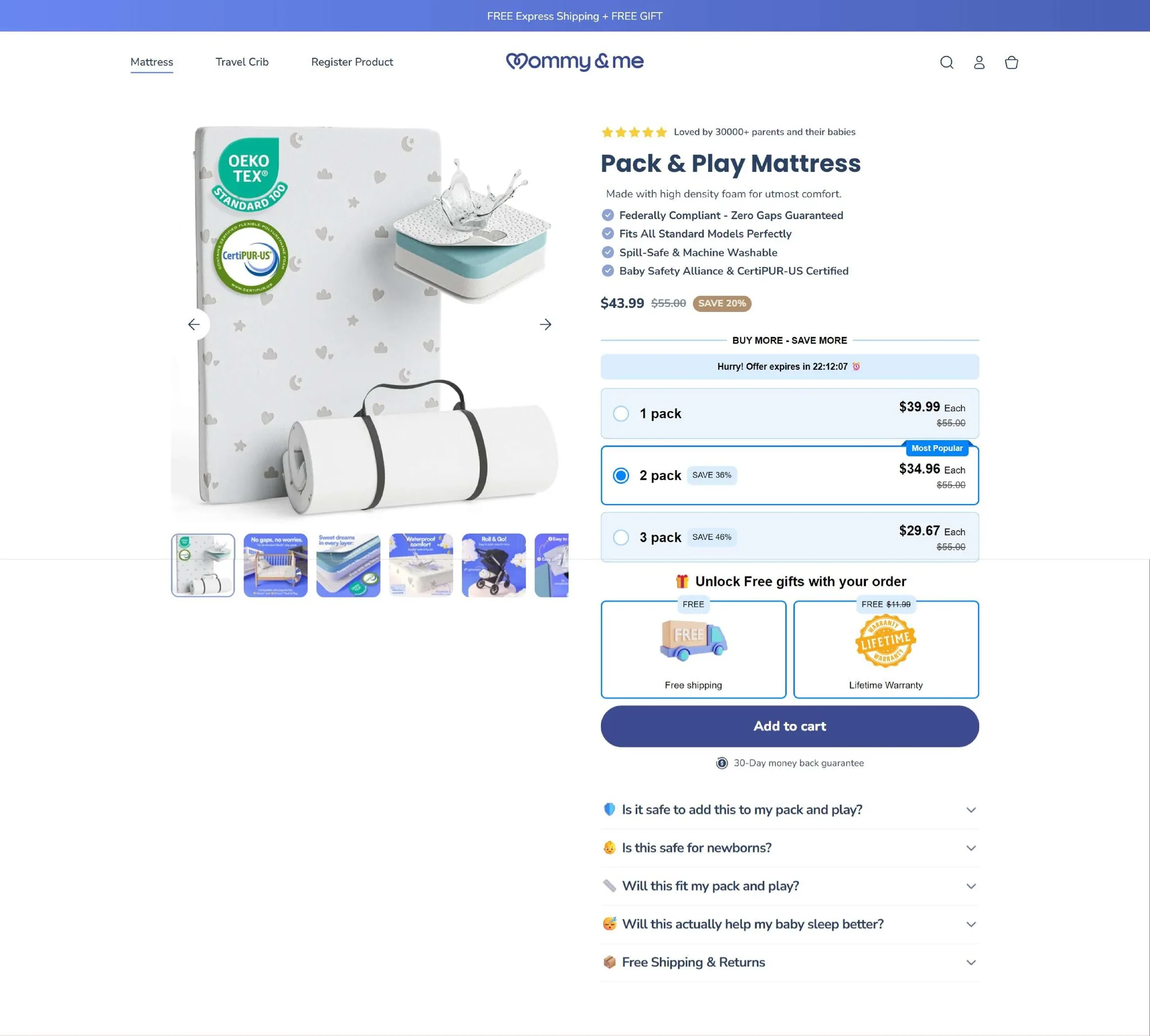 TryMommyandMe Shopify store first screen after the redesign